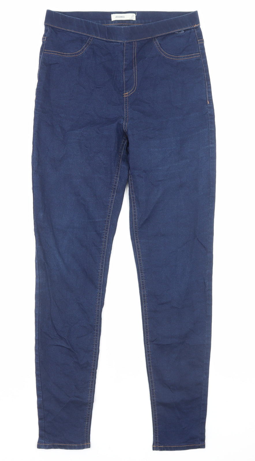 Marks and Spencer Womens Blue Cotton Jegging Trousers Size 12 L29 in Regular