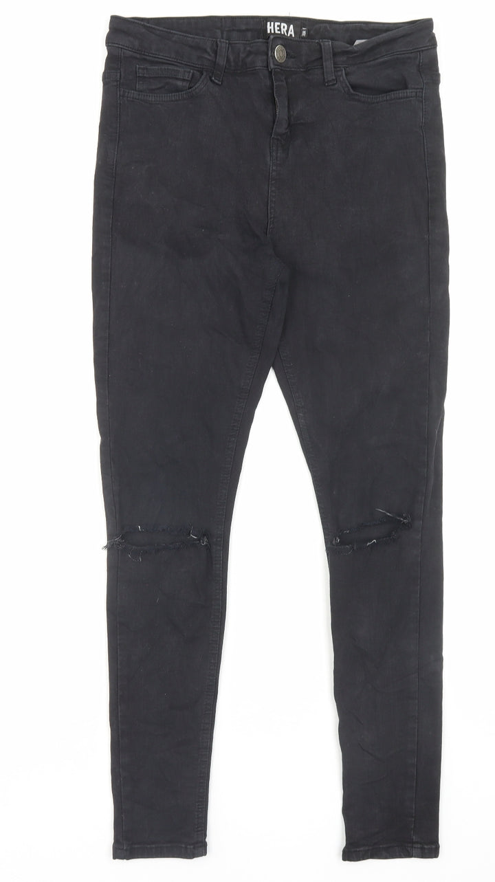 Hera Womens Black Cotton Skinny Jeans Size 30 in L29 in Regular Button