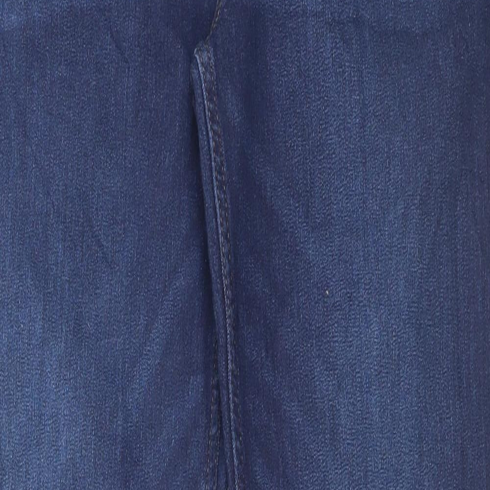 Marks and Spencer Womens Blue Cotton Straight Jeans Size 14 L32 in Regular Button