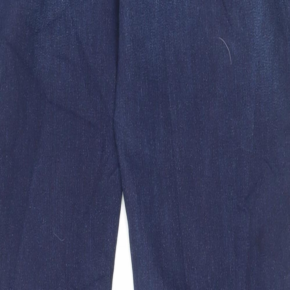 Marks and Spencer Womens Blue Cotton Straight Jeans Size 14 L32 in Regular Button