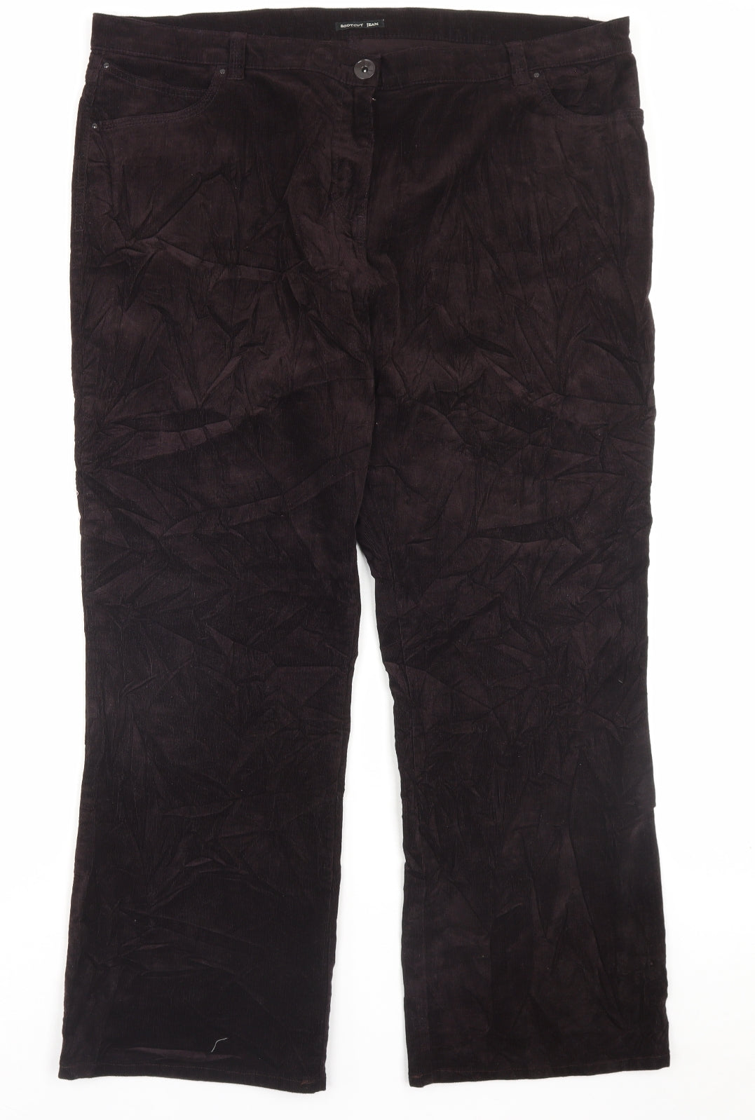 Marks and Spencer Womens Brown Cotton Bloomer Trousers Size 22 L29 in Regular Button