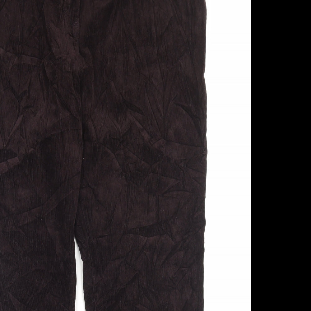 Marks and Spencer Womens Brown Cotton Bloomer Trousers Size 22 L29 in Regular Button