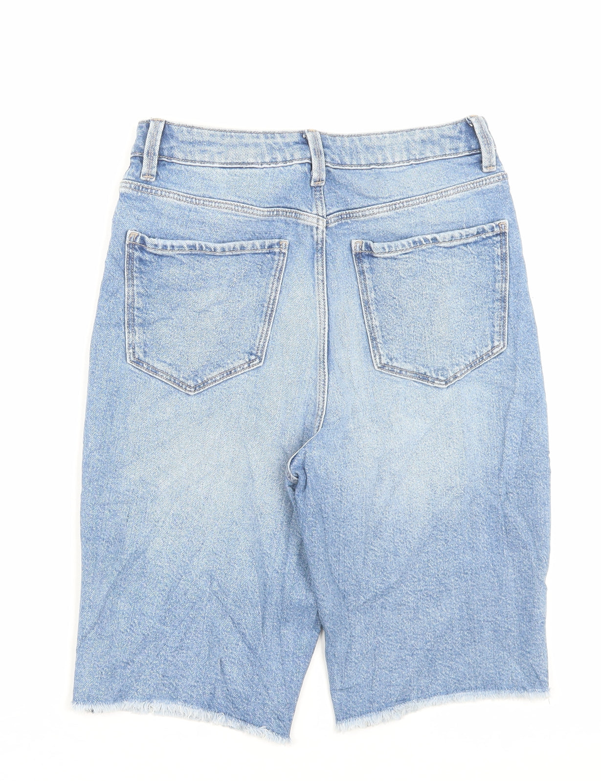 Marks and Spencer Womens Blue Cotton Bermuda Shorts Size 8 L11 in Regular Button