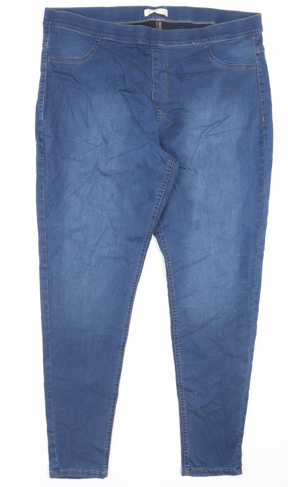 Marks and Spencer Womens Blue Cotton Jegging Trousers Size 20 L28 in Regular
