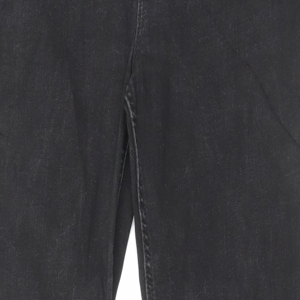 Marks and Spencer Womens Black Cotton Flared Jeans Size 12 L30 in Slim Button