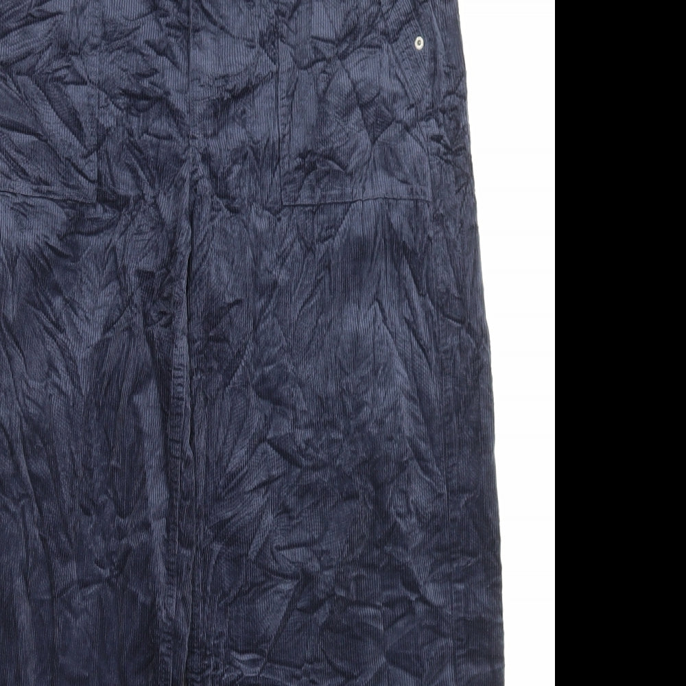 Per Una Womens Blue Cotton Trousers Size 16 L30 in Regular Button