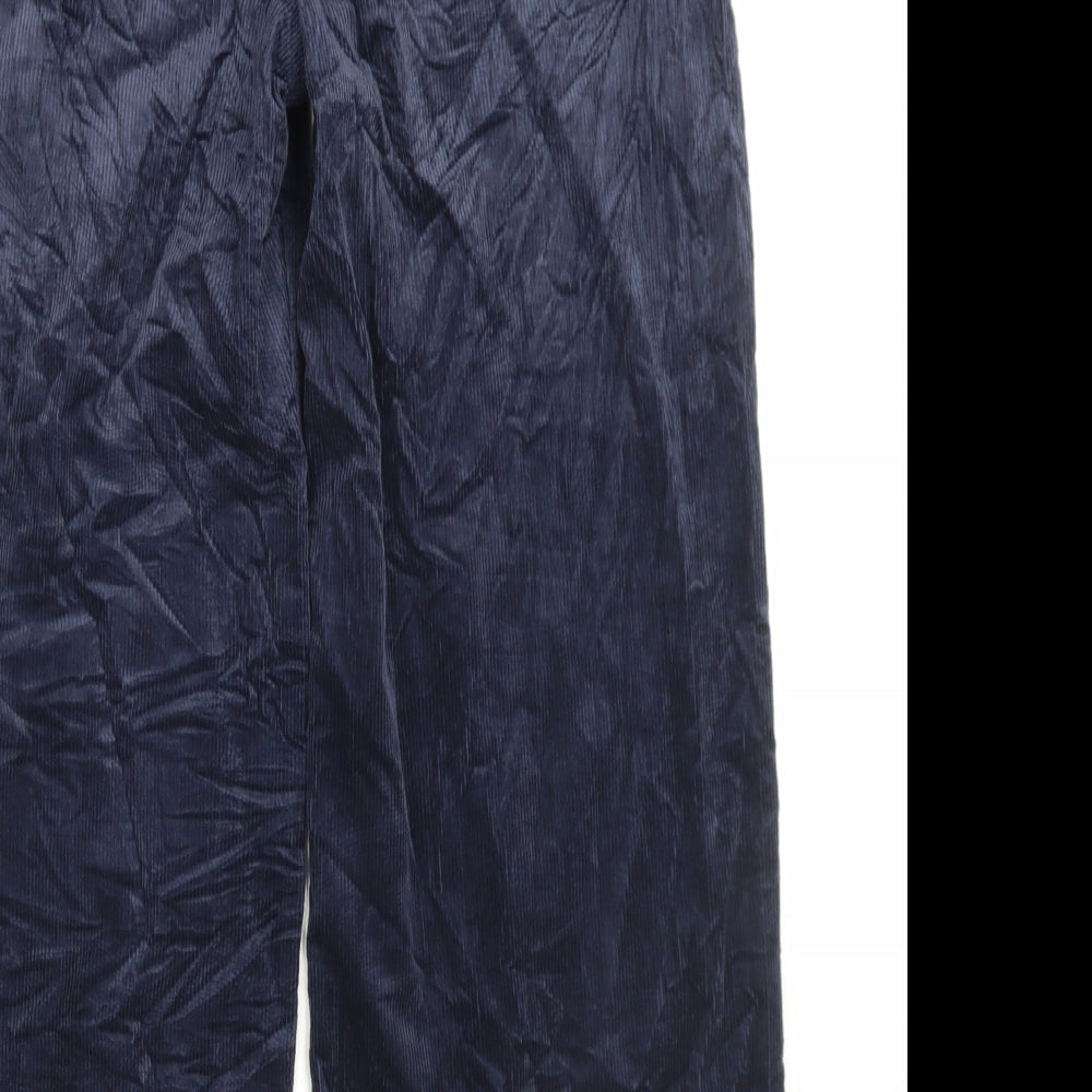 Per Una Womens Blue Cotton Trousers Size 16 L30 in Regular Button