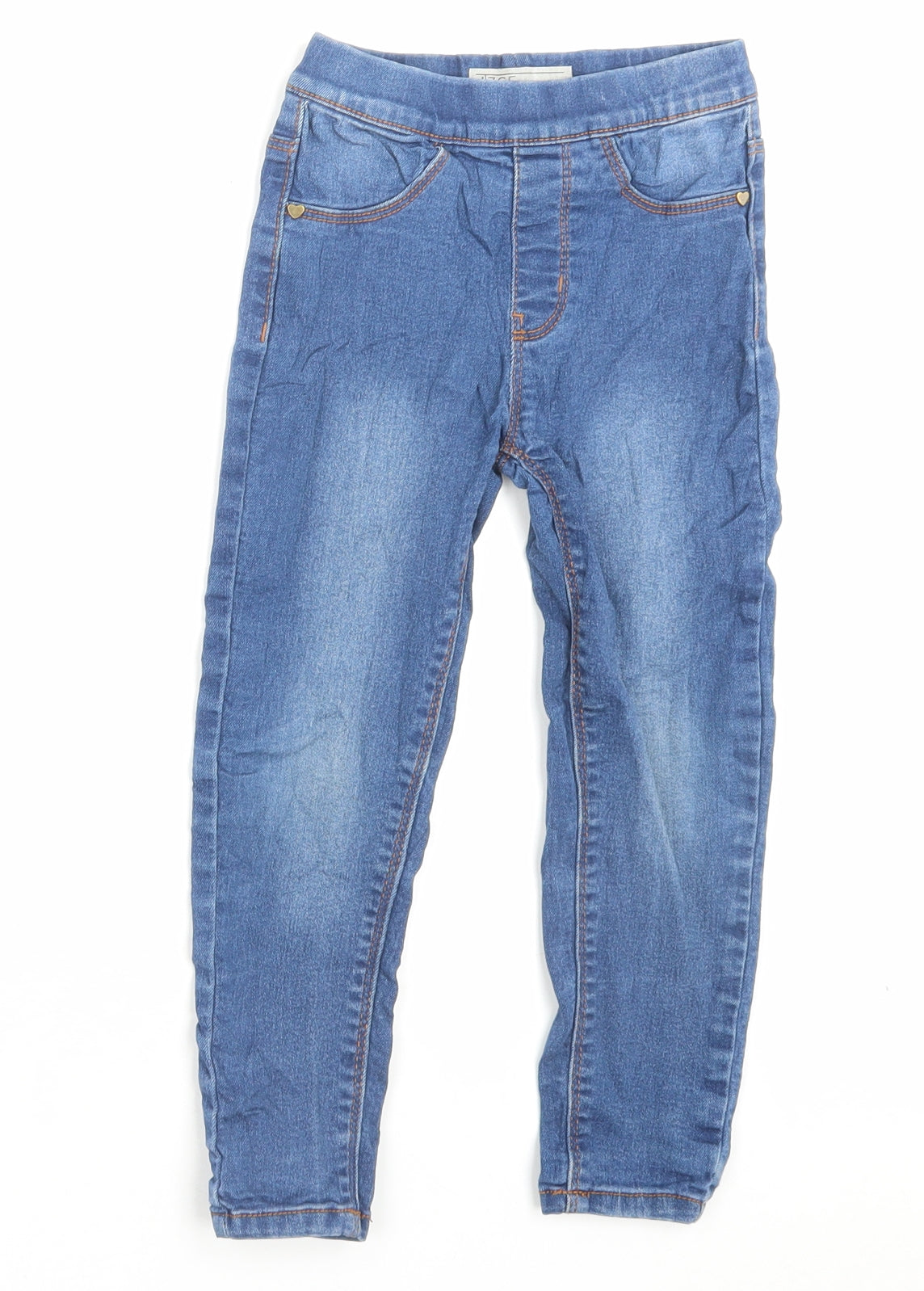 Peacocks Girls Blue Cotton Jegging Trousers Size 3-4 Years Regular Pullover