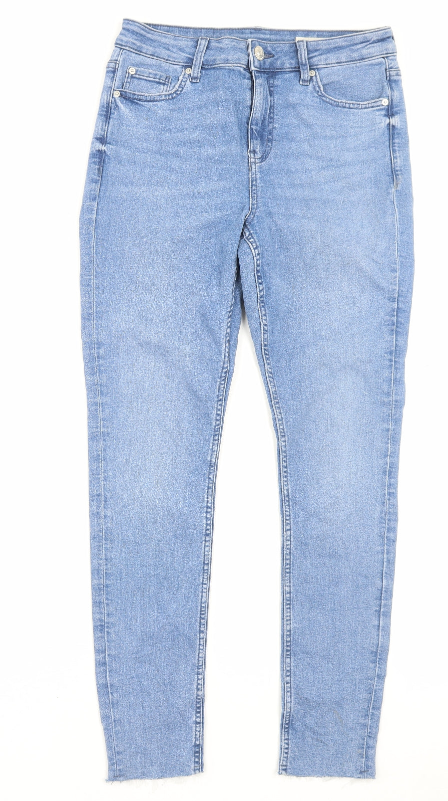 Marks and Spencer Womens Blue Cotton Skinny Jeans Size 10 L28 in Regular Button