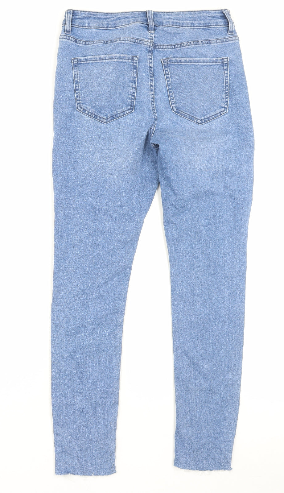 Marks and Spencer Womens Blue Cotton Skinny Jeans Size 10 L28 in Regular Button