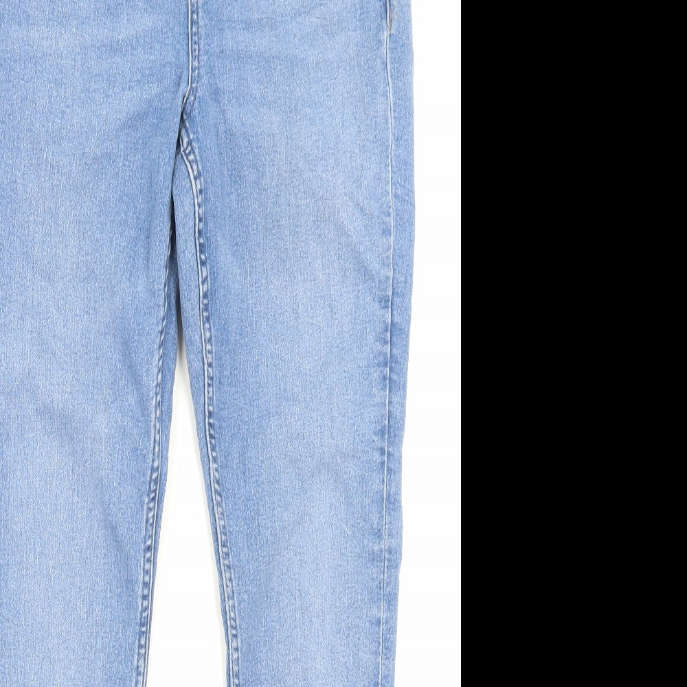 Marks and Spencer Womens Blue Cotton Skinny Jeans Size 10 L28 in Regular Button