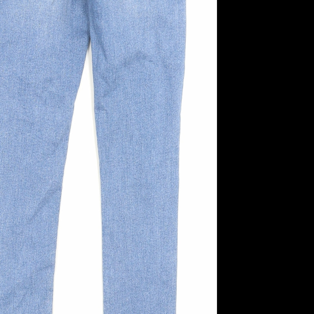 Marks and Spencer Womens Blue Cotton Skinny Jeans Size 10 L28 in Regular Button