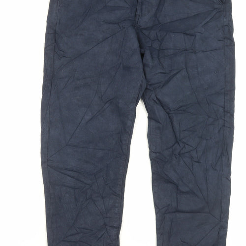 Marks and Spencer Mens Blue Cotton Tapered Jeans Size 30 in L31 in Regular Button