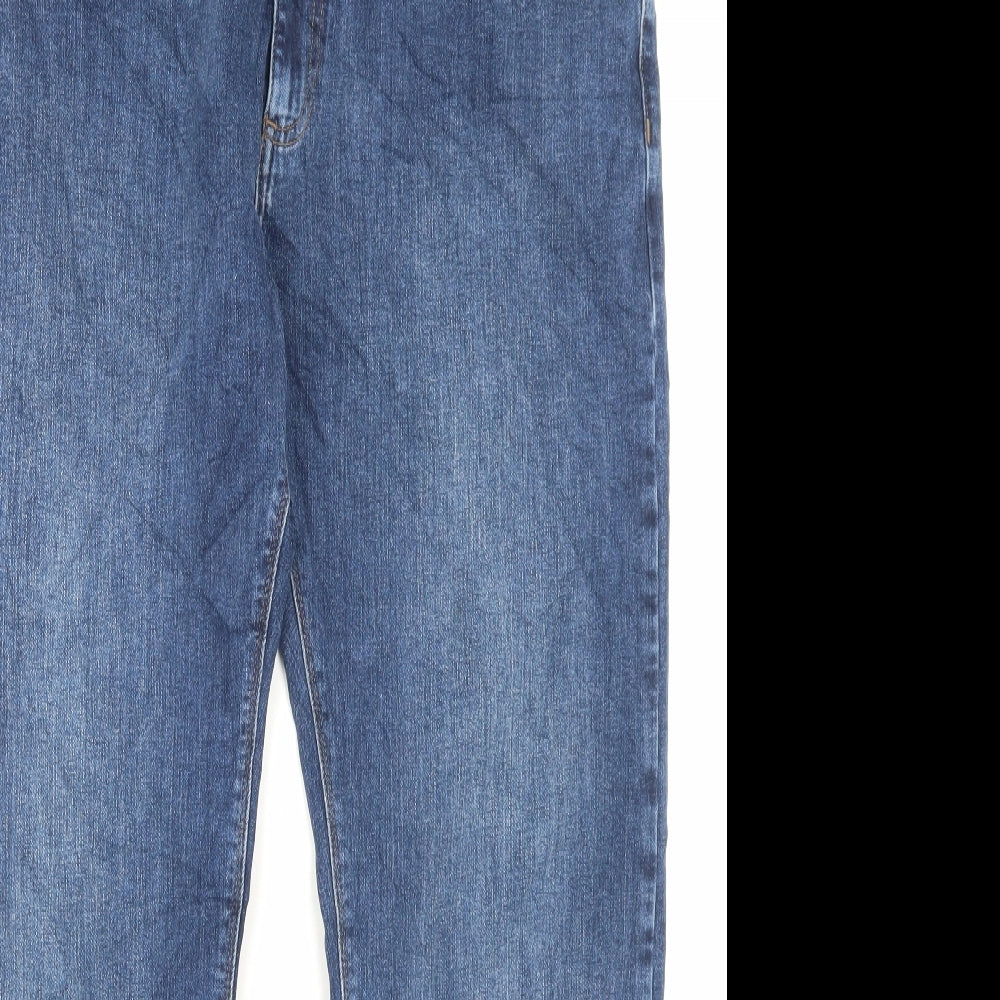 Marks and Spencer Mens Blue Cotton Straight Jeans Size 36 in L29 in Regular Button - Short Leg