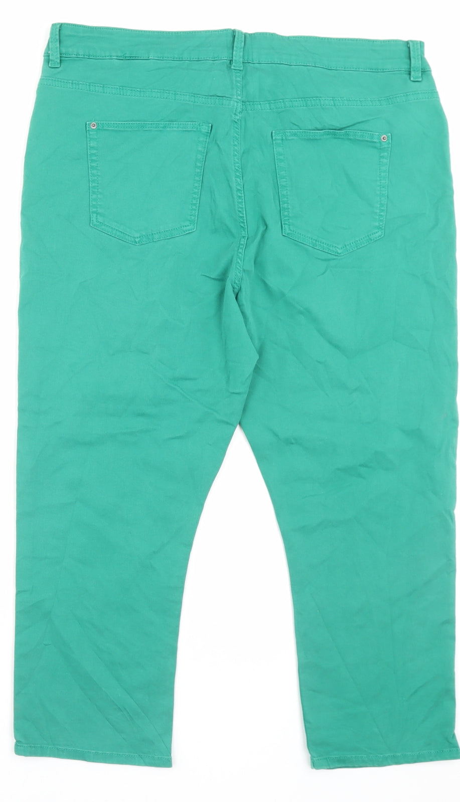 Marks and Spencer Womens Green Camel Cropped Jeans Size 16 L20 in Regular Button