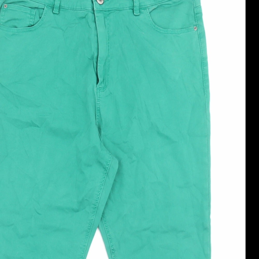 Marks and Spencer Womens Green Camel Cropped Jeans Size 16 L20 in Regular Button