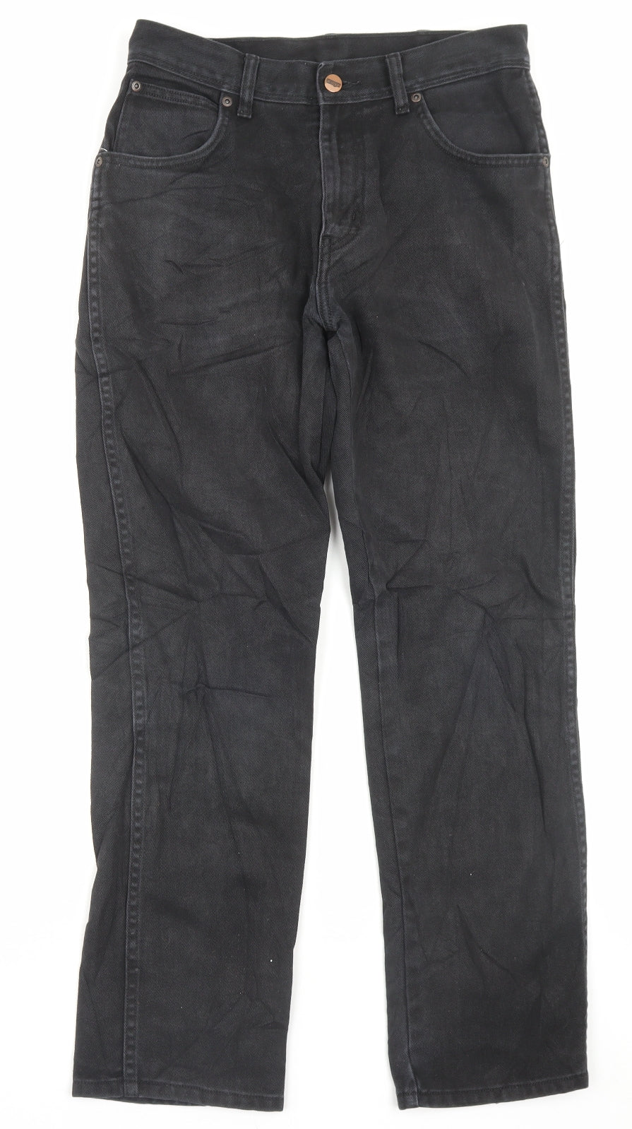 Wrangler Mens Black Cotton Straight Jeans Size 30 in L30 in Regular Button