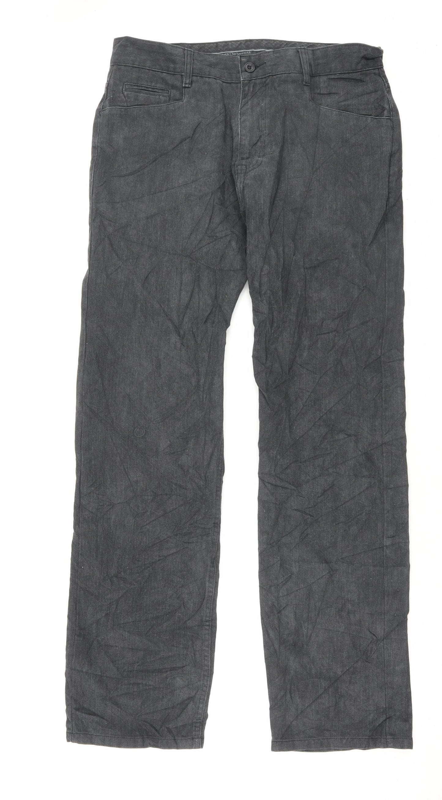 NEXT Mens Black Cotton Straight Jeans Size 34 in L33 in Regular Button - Long Leg