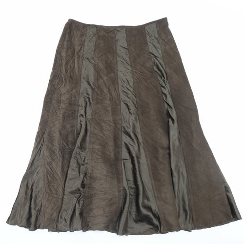 Tayberry Womens Brown Polyester A-Line Skirt Size M Zip