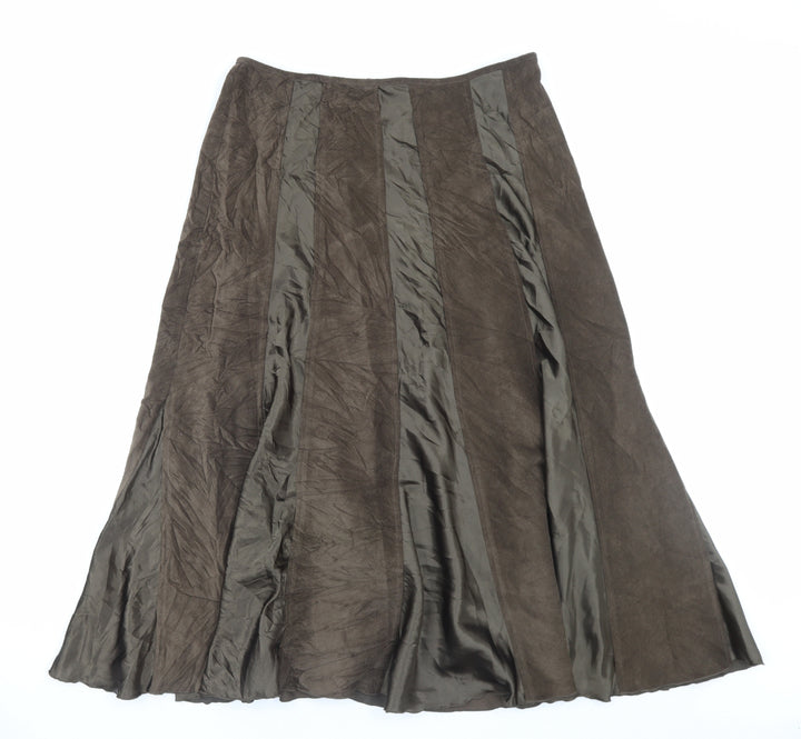 Tayberry Womens Brown Polyester A-Line Skirt Size M Zip