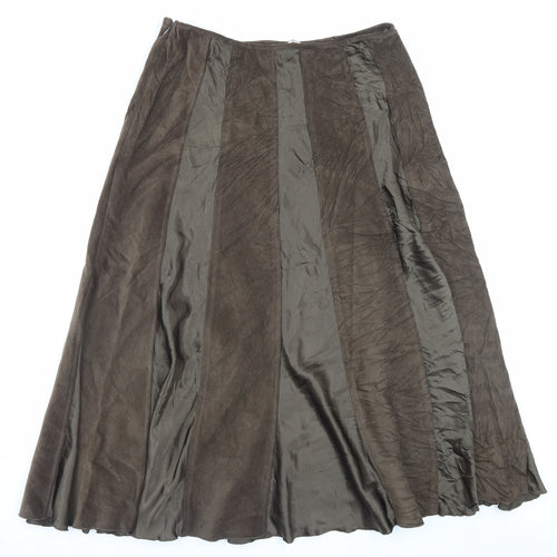 Tayberry Womens Brown Polyester A-Line Skirt Size M Zip