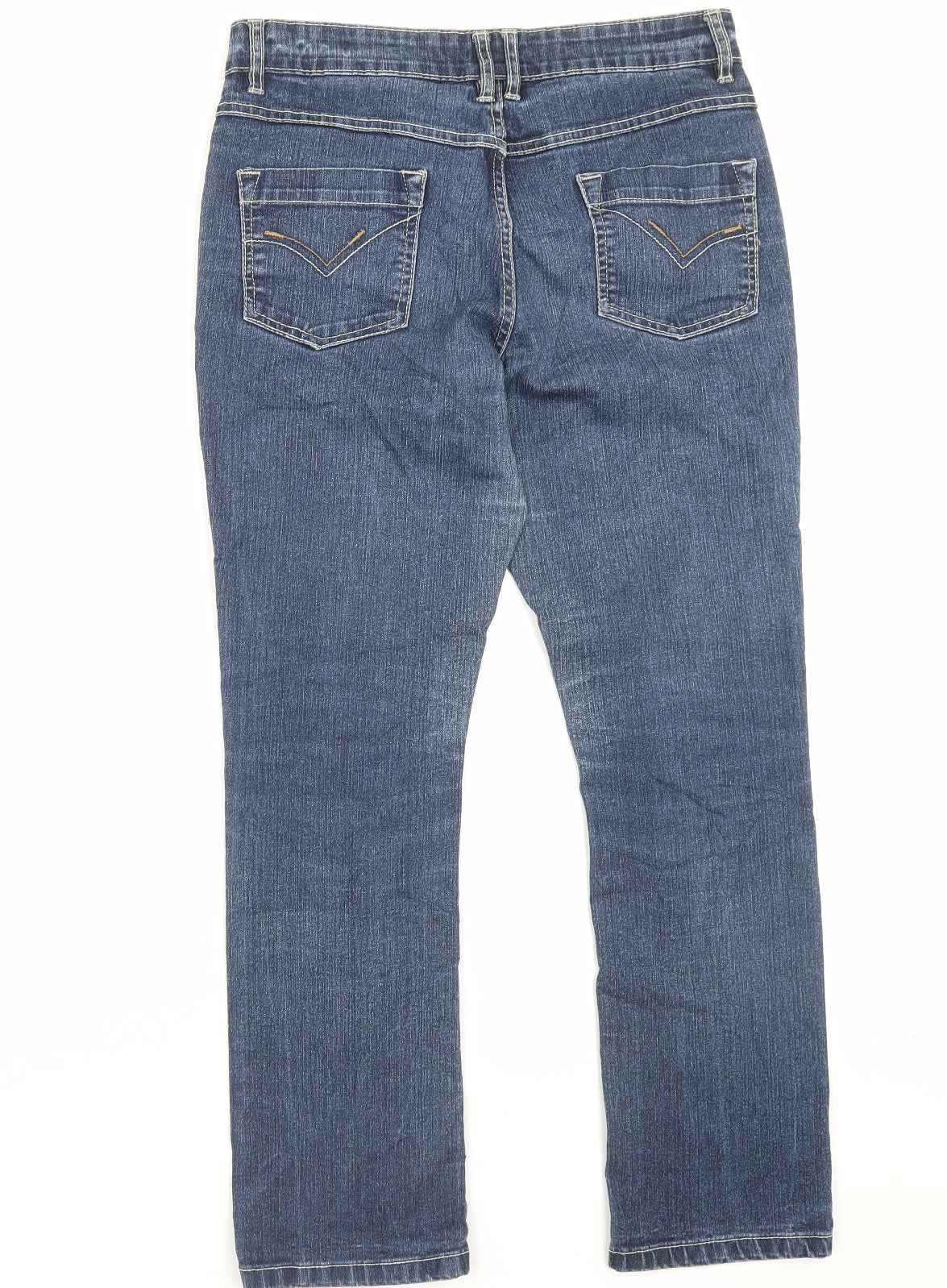 Papaya Womens Blue Cotton Straight Jeans Size 12 L29 in Regular Button