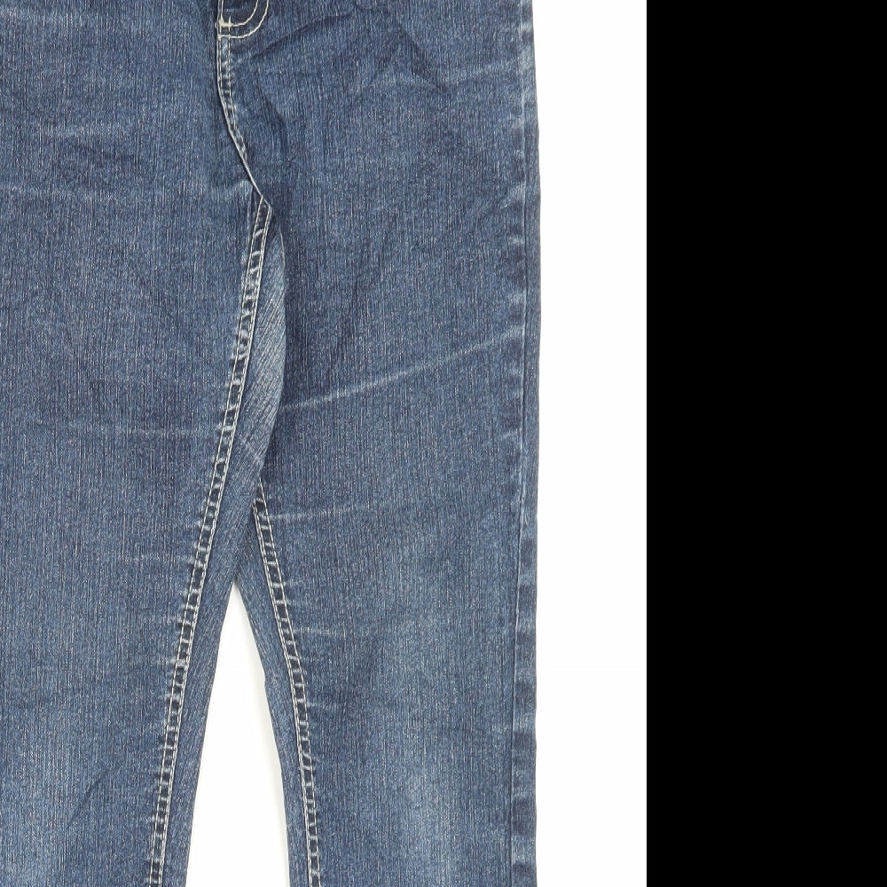 Papaya Womens Blue Cotton Straight Jeans Size 12 L29 in Regular Button