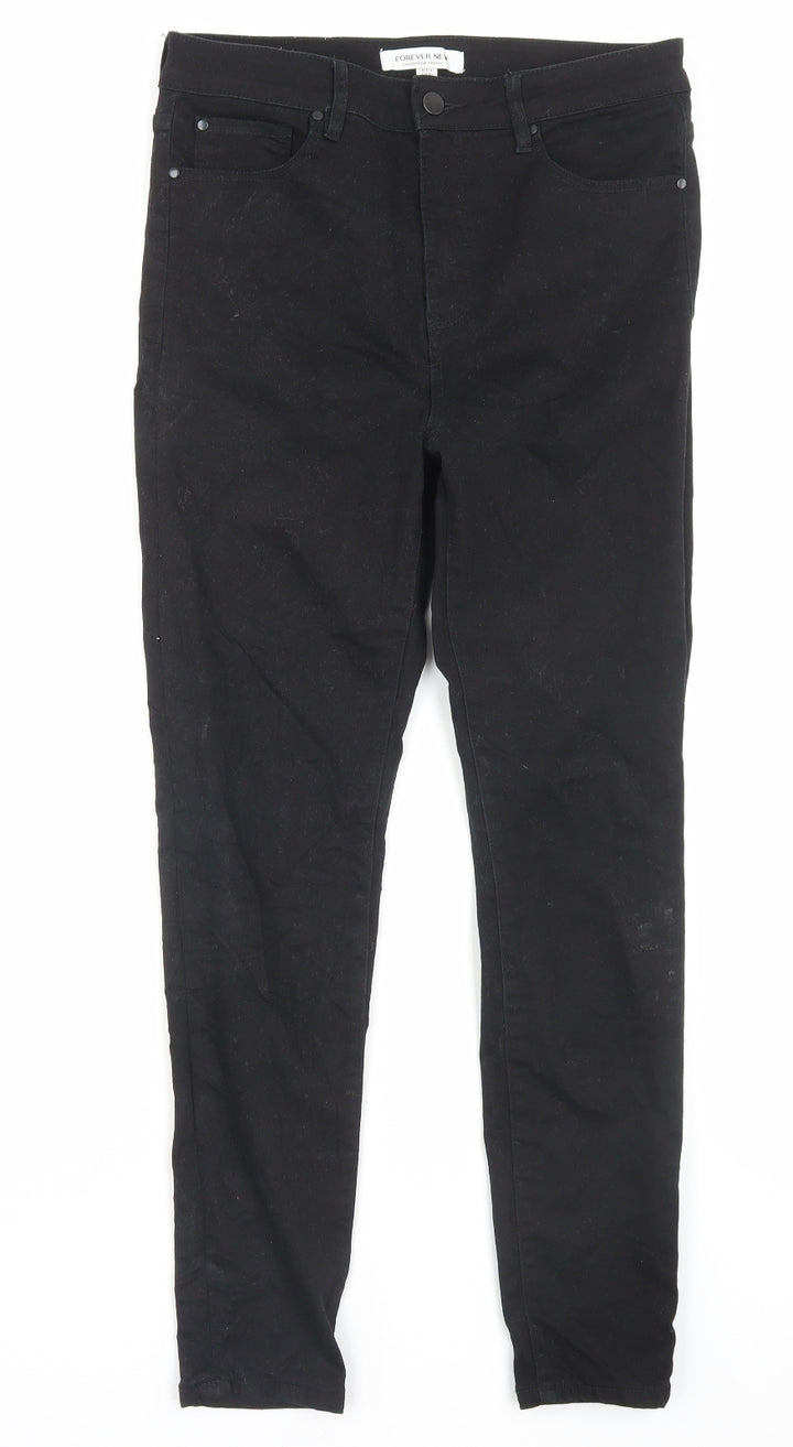 Forever New Womens Black Cotton Skinny Jeans Size 12 L28 in Regular Button