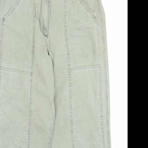 Marks and Spencer Womens Green Cotton Straight Jeans Size 14 L28 in Regular Button