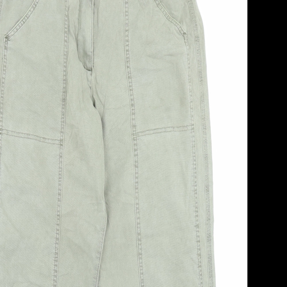 Marks and Spencer Womens Green Cotton Straight Jeans Size 14 L28 in Regular Button