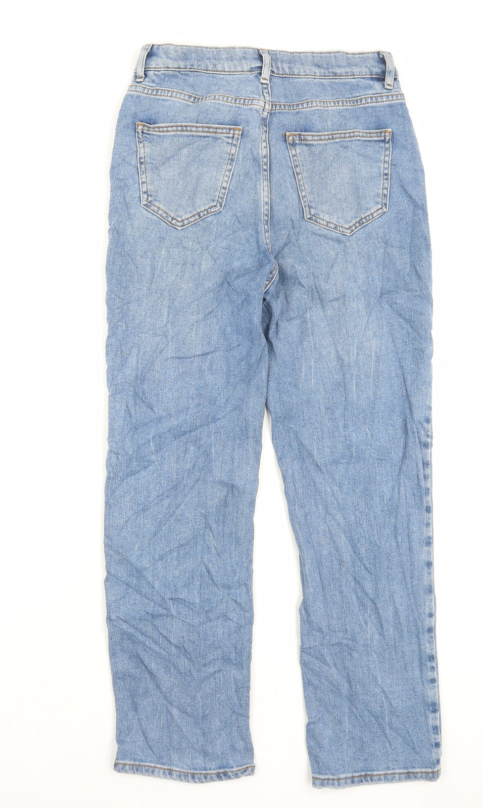 New Look Womens Blue Cotton Straight Jeans Size 8 L25 in Regular Button