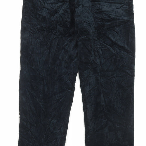 Marks and Spencer Mens Black Cotton Trousers Size 32 in L29 in Regular Button - Short Leg