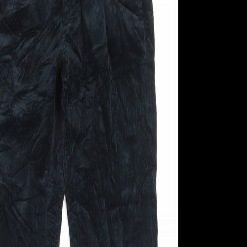 Marks and Spencer Mens Black Cotton Trousers Size 32 in L29 in Regular Button - Short Leg