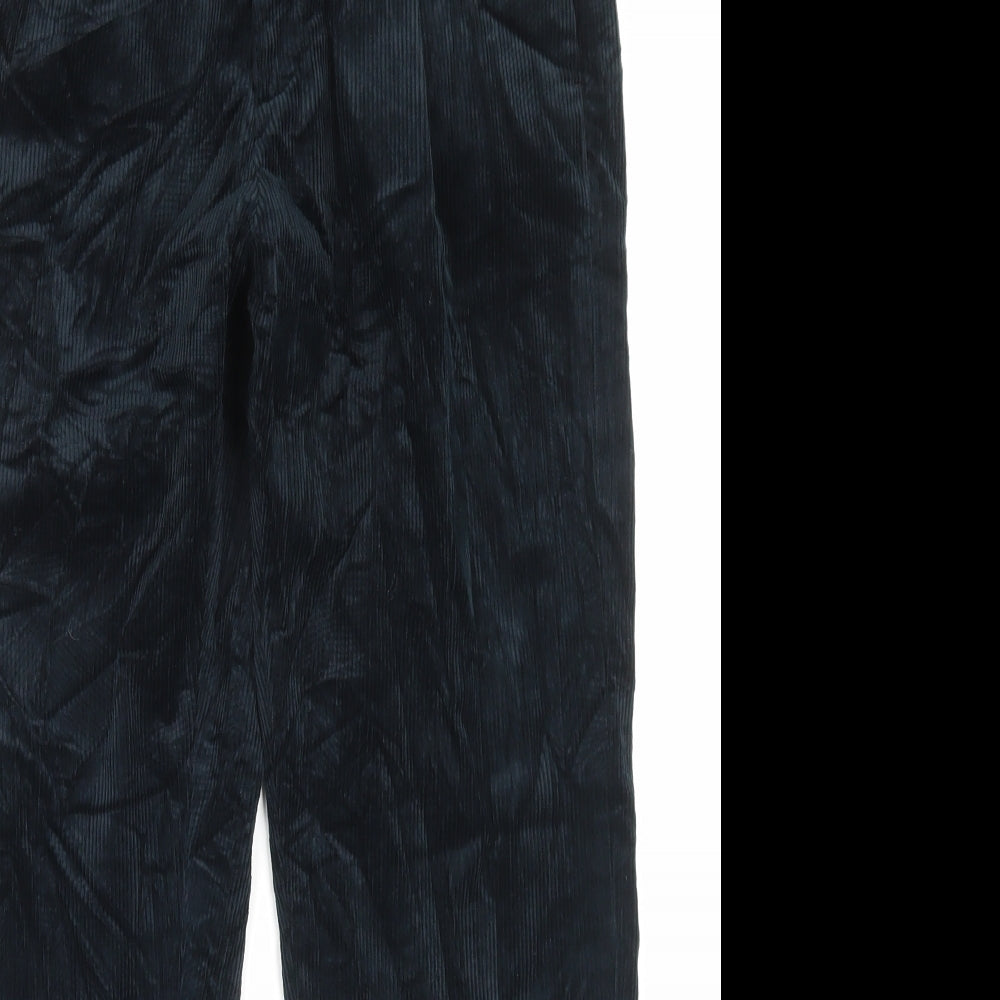 Marks and Spencer Mens Black Cotton Trousers Size 32 in L29 in Regular Button - Short Leg