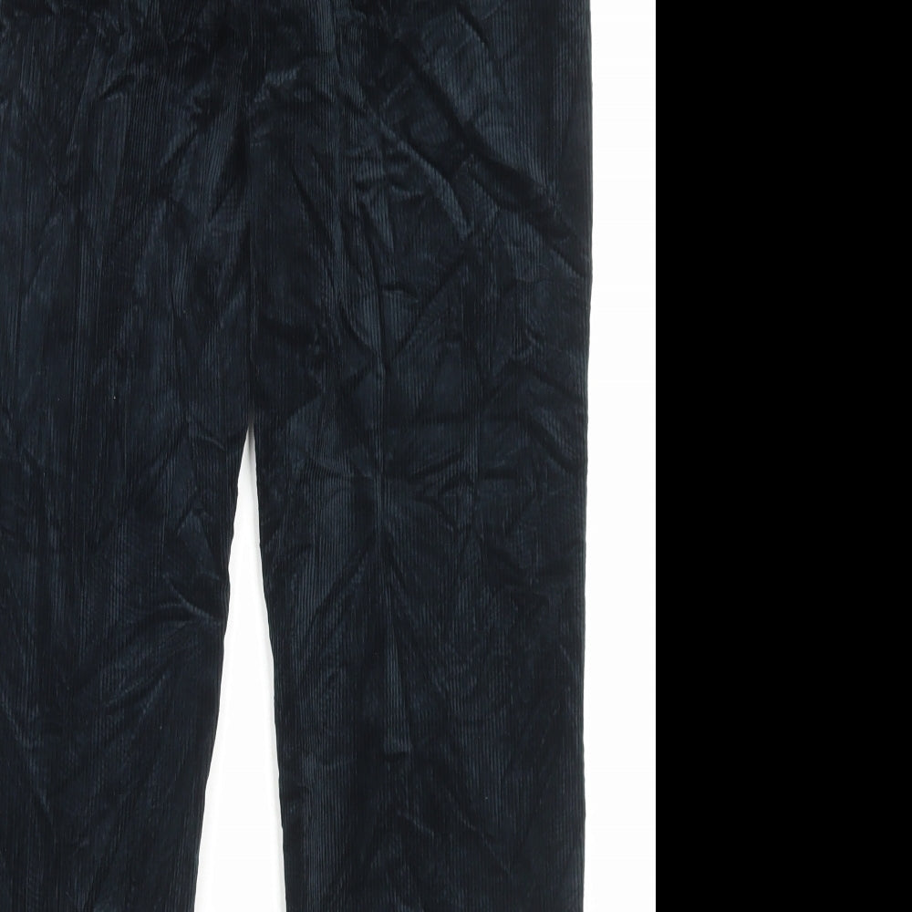 Marks and Spencer Mens Black Cotton Trousers Size 32 in L29 in Regular Button - Short Leg