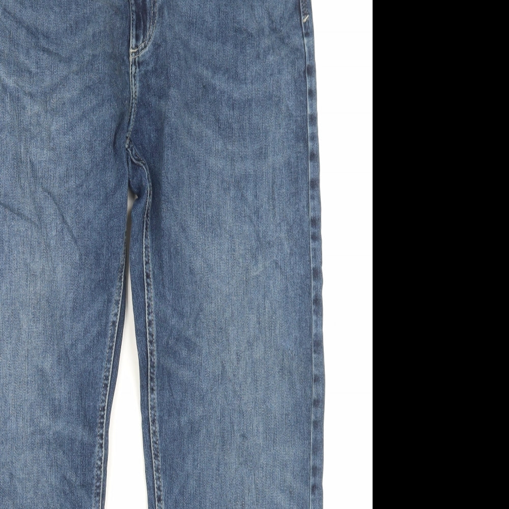 Marks and Spencer Mens Blue Cotton Straight Jeans Size 36 in L31 in Regular Button