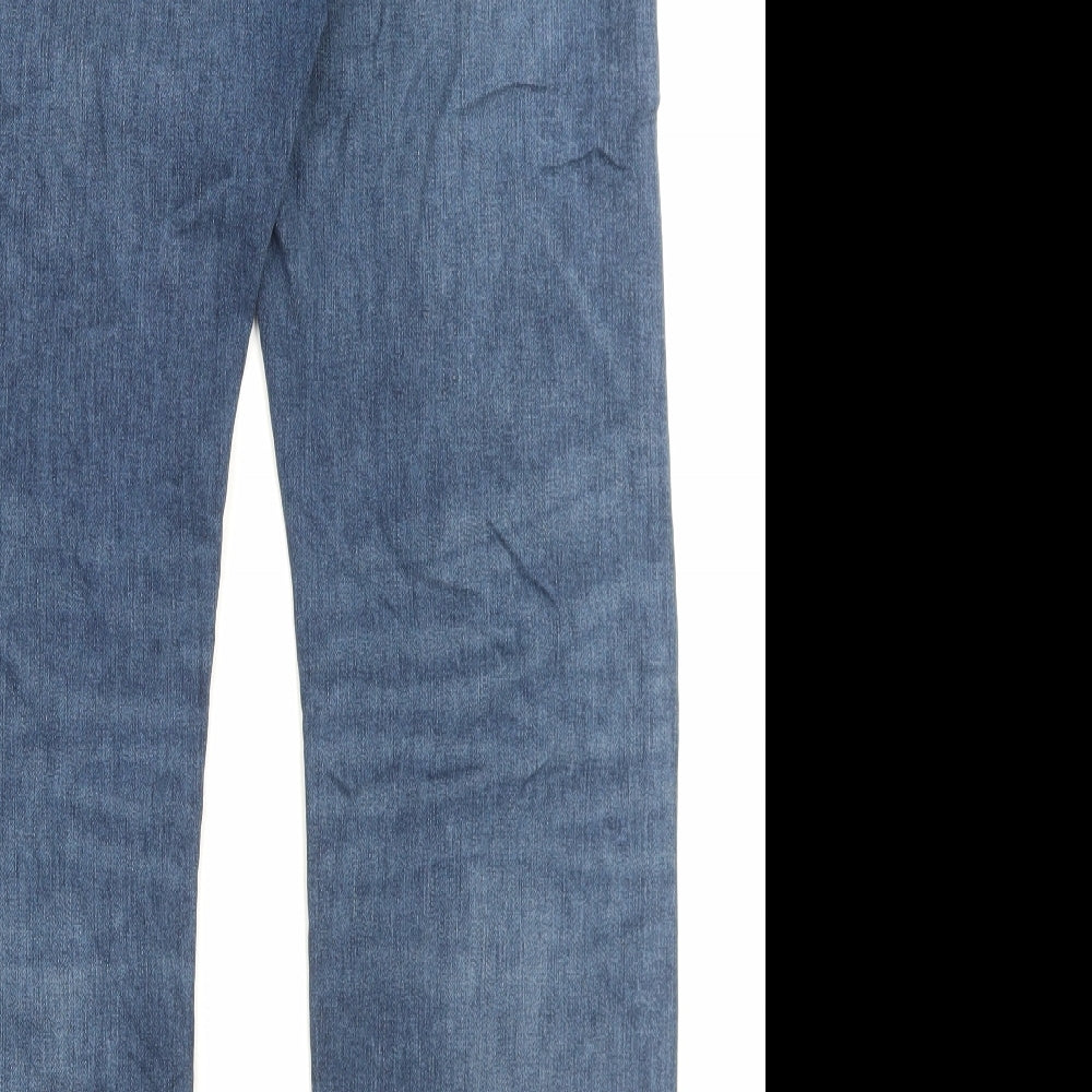 Marks and Spencer Mens Blue Cotton Straight Jeans Size 36 in L31 in Regular Button
