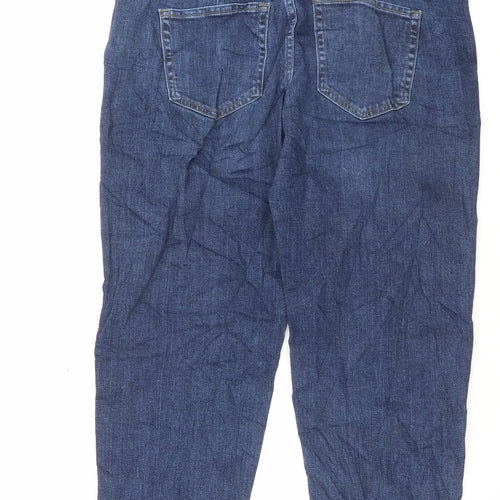 Marks and Spencer Womens Blue Cotton Straight Jeans Size 12 L29 in Regular Button - Long Leg