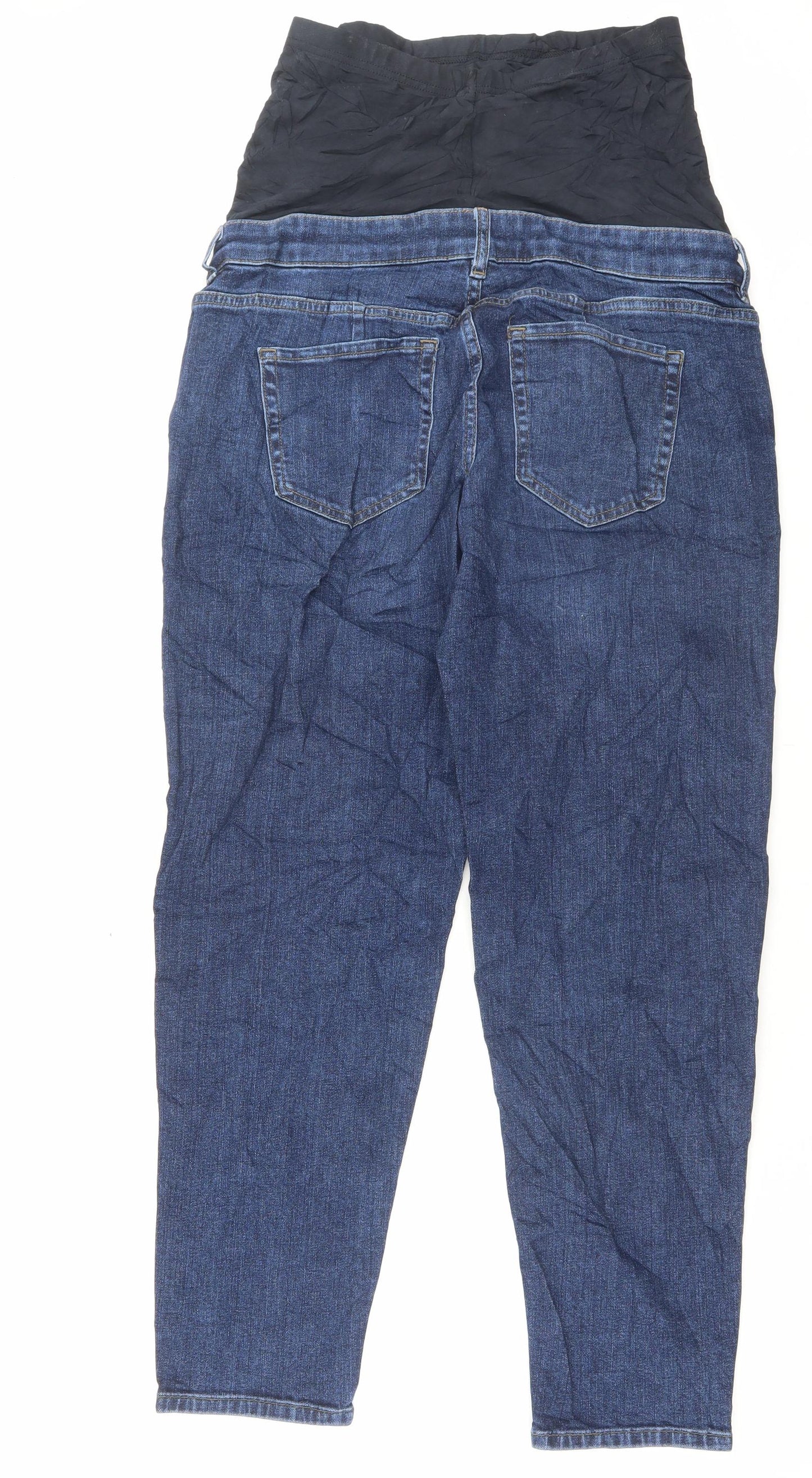 Marks and Spencer Womens Blue Cotton Straight Jeans Size 12 L29 in Regular Button - Long Leg