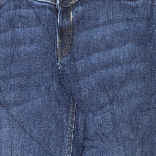 Marks and Spencer Womens Blue Cotton Straight Jeans Size 12 L29 in Regular Button - Long Leg