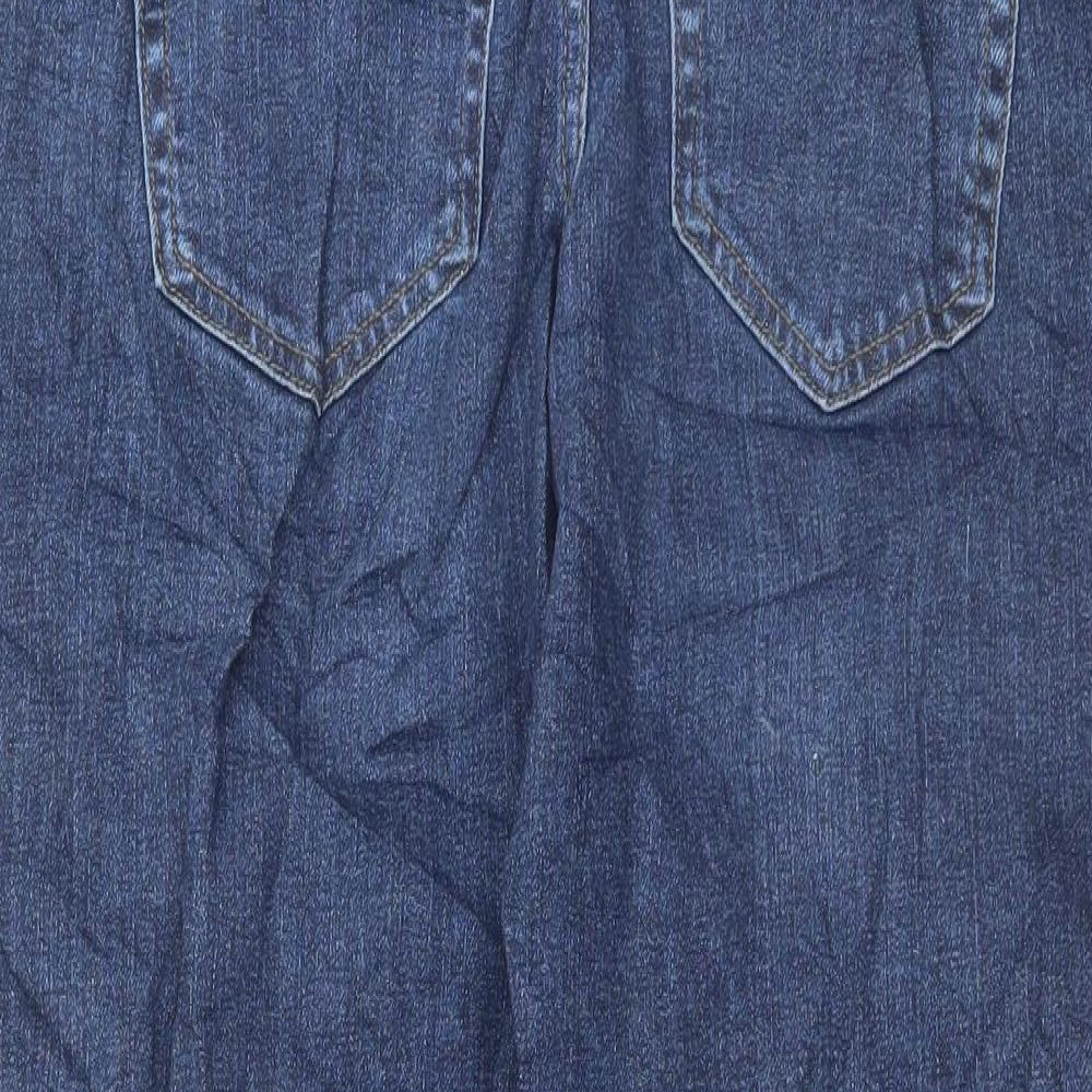 Marks and Spencer Womens Blue Cotton Straight Jeans Size 12 L29 in Regular Button - Long Leg