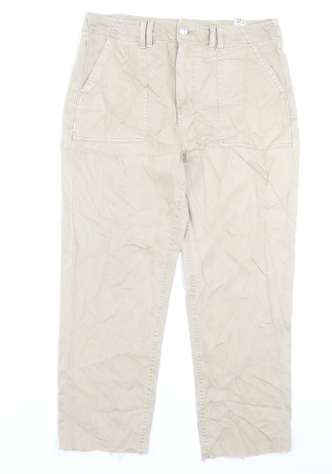 Marks and Spencer Womens Beige Cotton Straight Jeans Size 14 L25 in Regular Button