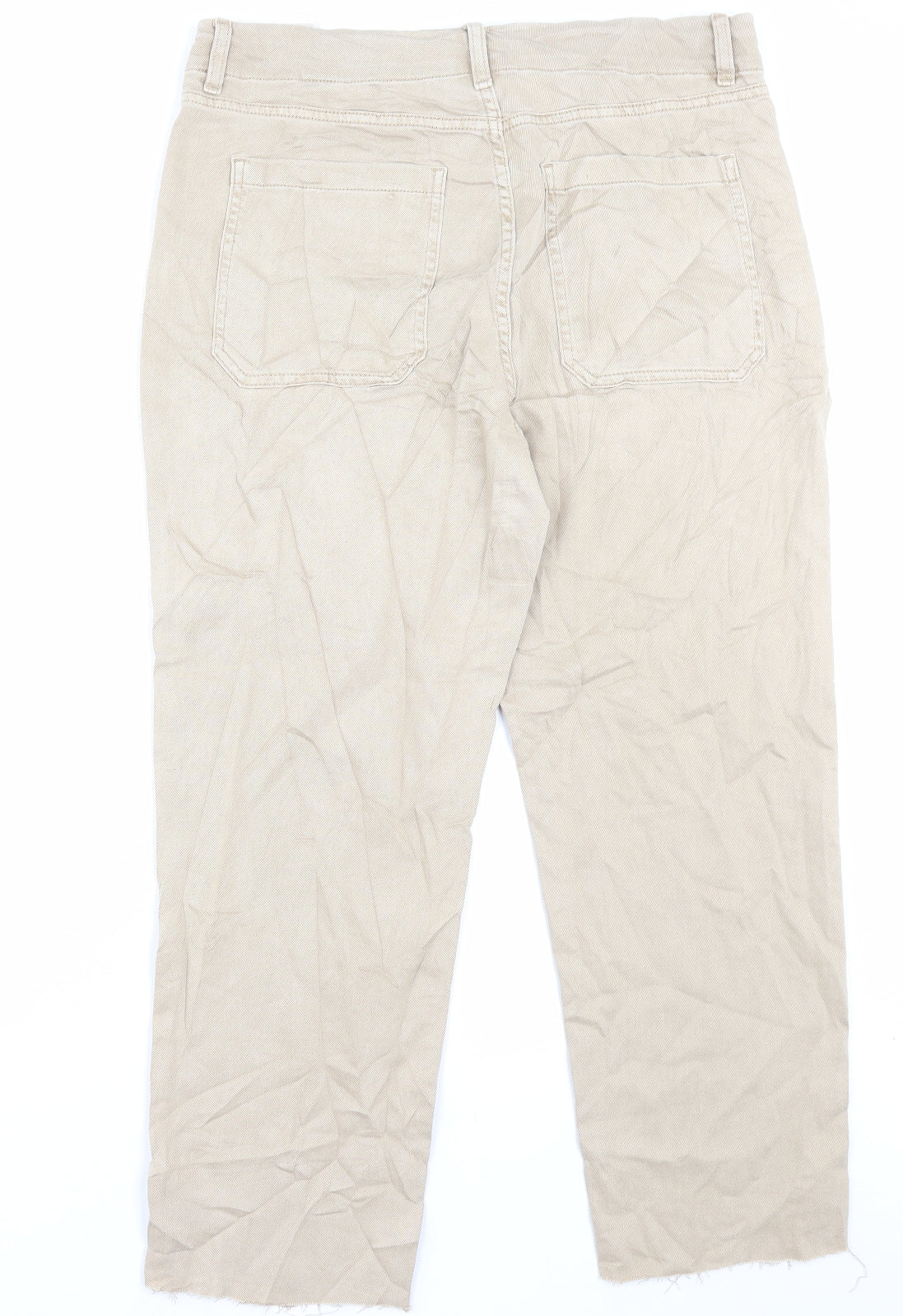 Marks and Spencer Womens Beige Cotton Straight Jeans Size 14 L25 in Regular Button