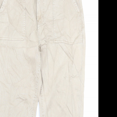 Marks and Spencer Womens Beige Cotton Straight Jeans Size 14 L25 in Regular Button