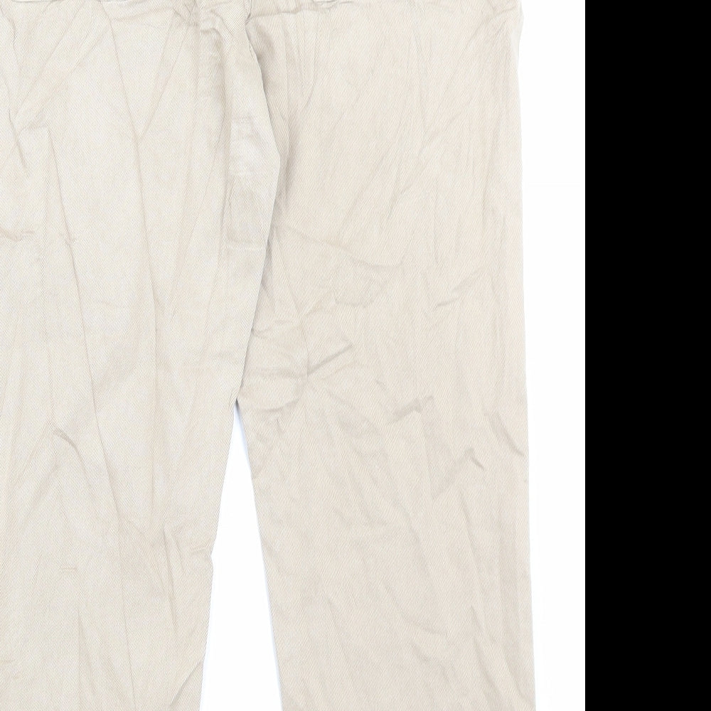 Marks and Spencer Womens Beige Cotton Straight Jeans Size 14 L25 in Regular Button