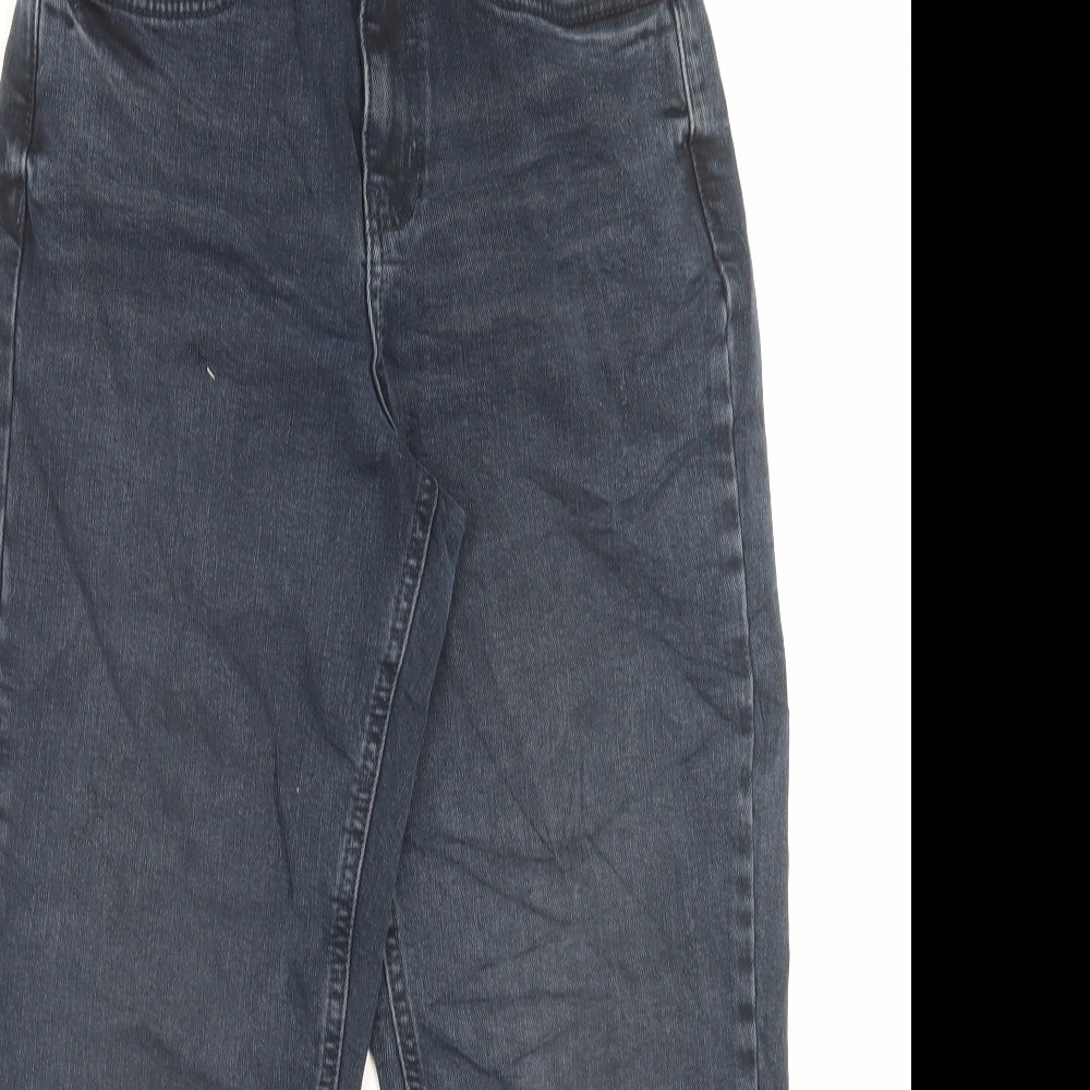 Marks and Spencer Womens Black Cotton Mom Jeans Size 10 L25 in Regular Button