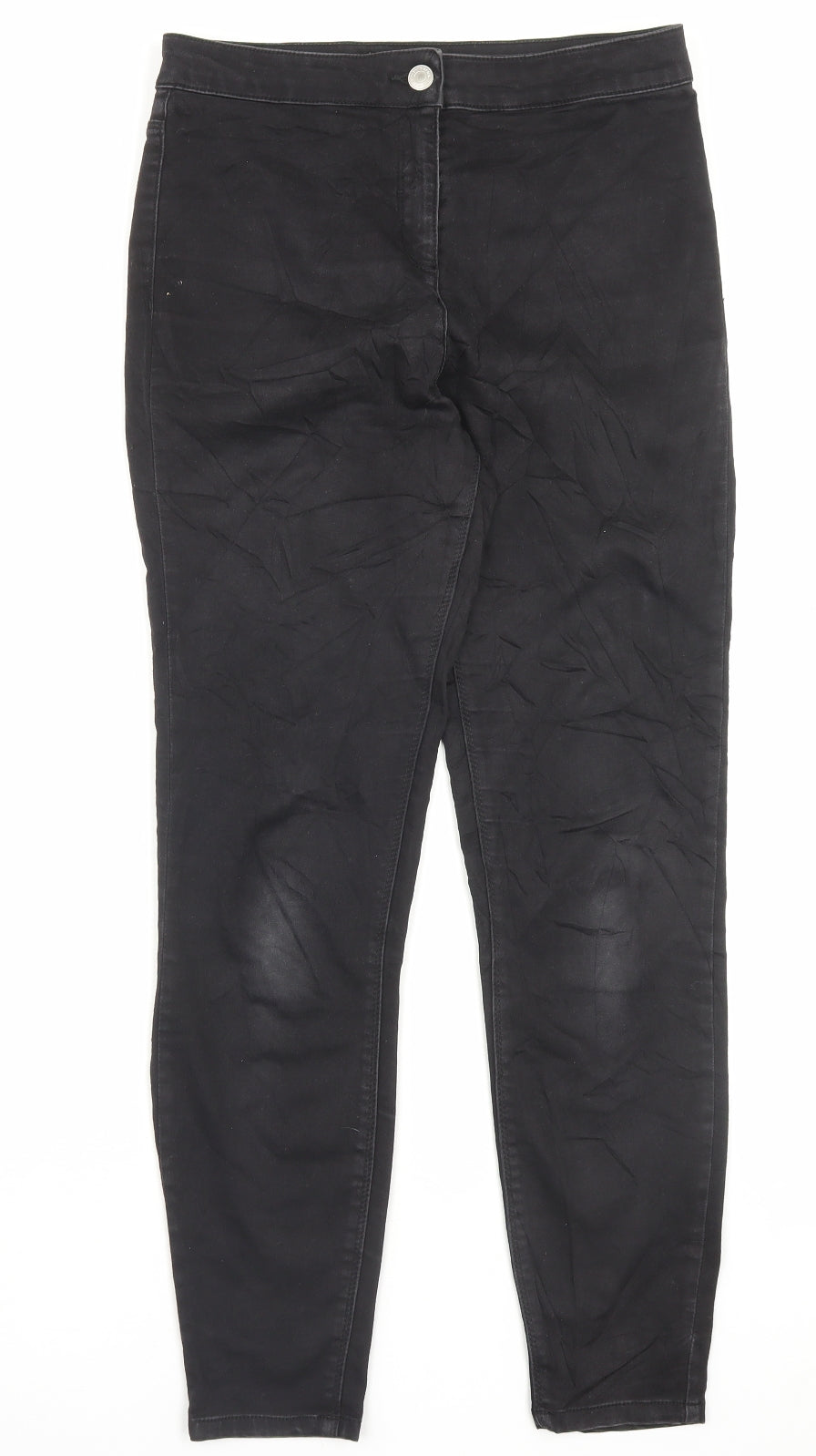 Papaya Womens Black Cotton Skinny Jeans Size 10 L28 in Regular Button