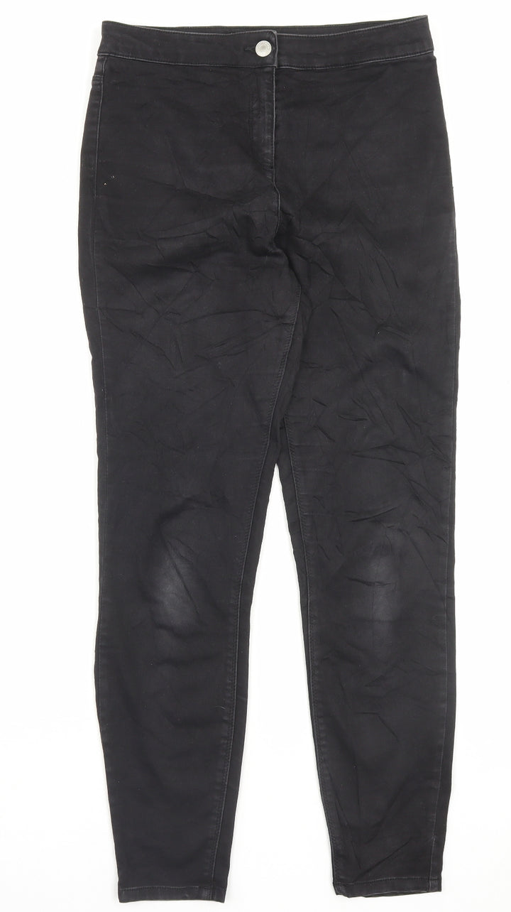 Papaya Womens Black Cotton Skinny Jeans Size 10 L28 in Regular Button