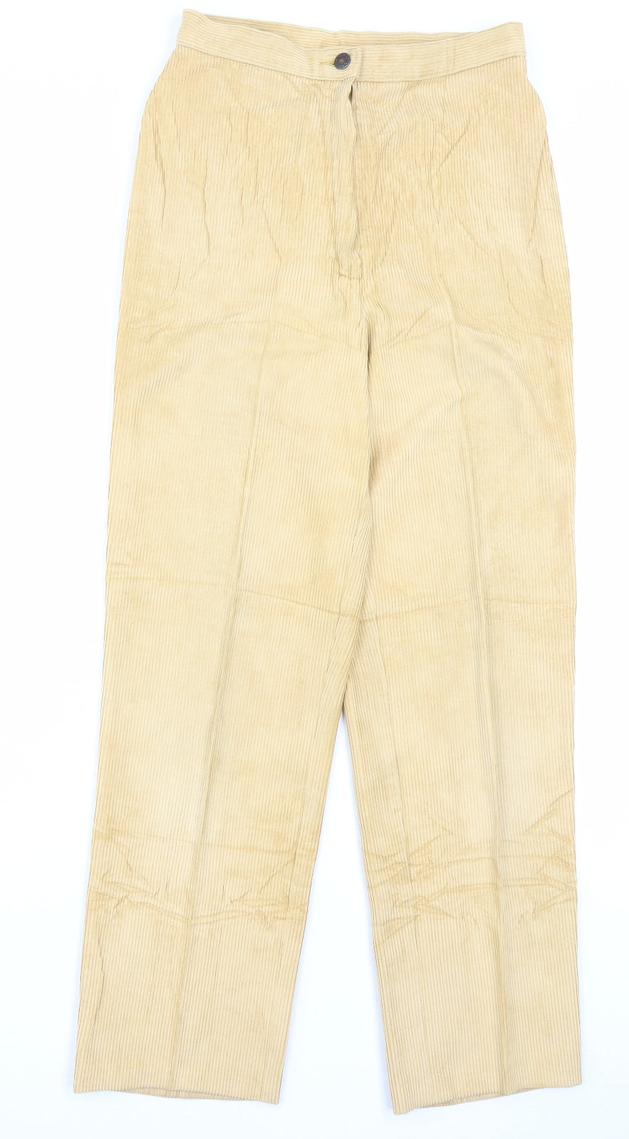 Preworn Womens Yellow Polyester Trousers Size 12 L28 in Regular Button