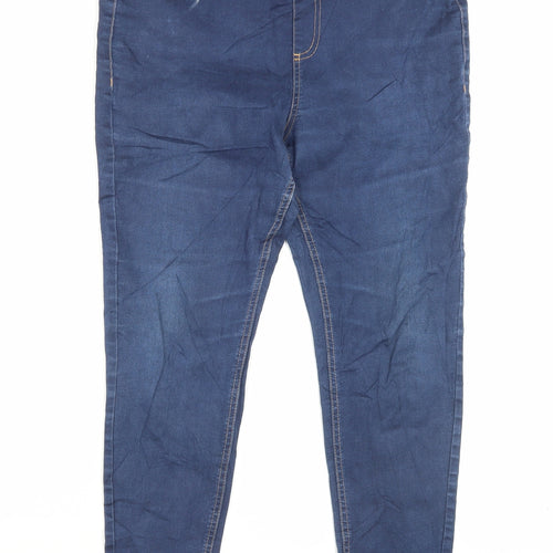 Marks and Spencer Womens Blue Cotton Jegging Trousers Size 14 L26 in Regular